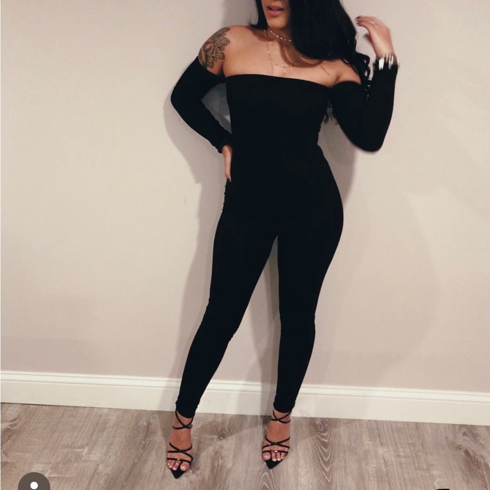 Black off the shoulder jumpsuit